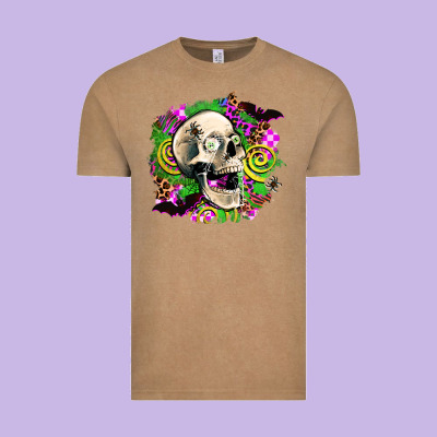 Halloween Skull Vintage Tee Designed By Adodesignshop