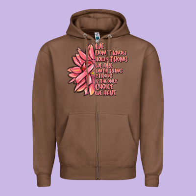 Pink Sunflower And Cancer Ribbon Breast Cancer Zipper Hoodie Designed By Maliassmallbusiness