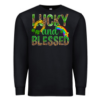 Black Lucky And Blessed St Patricks Premium Sweatshirt - BundleAndBundleShop
