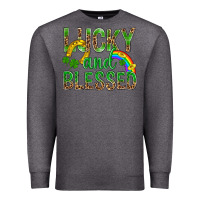 Charcoal Heather Lucky And Blessed St Patricks Premium Sweatshirt - BundleAndBundleShop