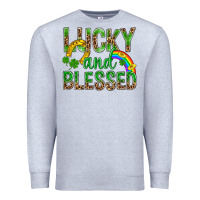 Heather Grey Lucky And Blessed St Patricks Premium Sweatshirt - BundleAndBundleShop