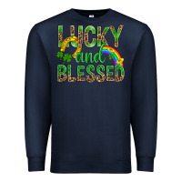 Navy Lucky And Blessed St Patricks Premium Sweatshirt - BundleAndBundleShop