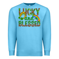 Ocean Blue Lucky And Blessed St Patricks Premium Sweatshirt - BundleAndBundleShop