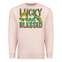 Pale Pink Lucky And Blessed St Patricks Premium Sweatshirt - BundleAndBundleShop