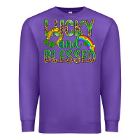 Purple Lucky And Blessed St Patricks Premium Sweatshirt - BundleAndBundleShop