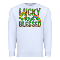 White Lucky And Blessed St Patricks Premium Sweatshirt - BundleAndBundleShop