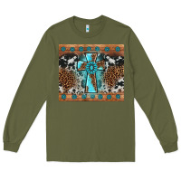 Army Green gemstone leopard cross Long Sleeve Tee - AdoDesignShop
