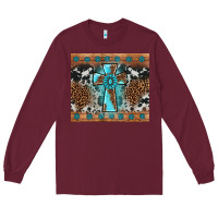 Burgundy gemstone leopard cross Long Sleeve Tee - AdoDesignShop