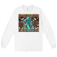 White gemstone leopard cross Long Sleeve Tee - AdoDesignShop