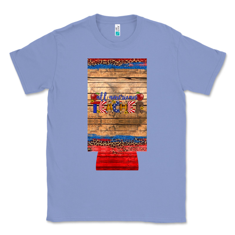 All American Teacher 12 Oz Slim Can Cooler Classic Tee by Artiststas | Teevron