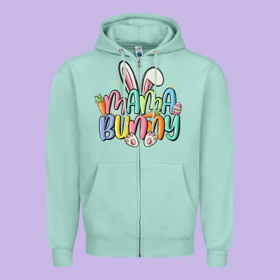 Mama Bunny Zipper Hoodie Designed By Maliassmallbusiness