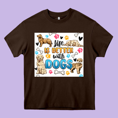 Life Is Better With Dogs Heavy Core Tee Designed By Maliassmallbusiness