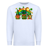 White st. patricks  gnomies with rainbow Premium Sweatshirt - BundleAndBundleShop