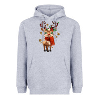Heather Grey reindeer in christmas Heavyweight Hoodie - MaliasSmallBusiness