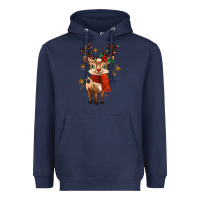 Navy reindeer in christmas Heavyweight Hoodie - MaliasSmallBusiness