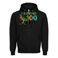 Black i survived 100 days Zipper Hoodie - MaliasSmallBusiness