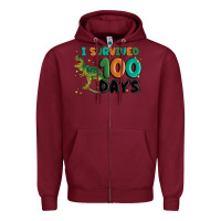 Burgundy i survived 100 days Zipper Hoodie - MaliasSmallBusiness