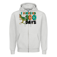 Dove Grey i survived 100 days Zipper Hoodie - MaliasSmallBusiness