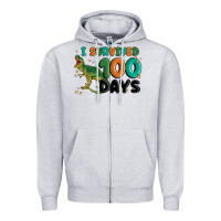 Heather Grey i survived 100 days Zipper Hoodie - MaliasSmallBusiness