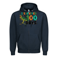 Navy i survived 100 days Zipper Hoodie - MaliasSmallBusiness