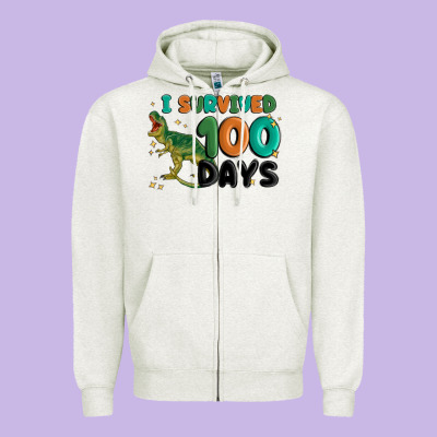 I Survived 100 Days Zipper Hoodie Designed By Maliassmallbusiness