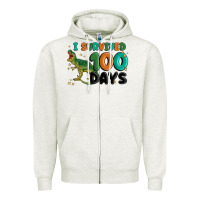 Oatmeal Heather i survived 100 days Zipper Hoodie - MaliasSmallBusiness