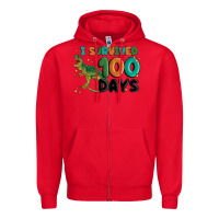 Red i survived 100 days Zipper Hoodie - MaliasSmallBusiness