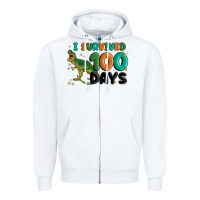 White i survived 100 days Zipper Hoodie - MaliasSmallBusiness