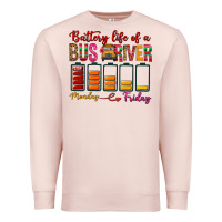Pale Pink Battery Life Of A Bus Driver Premium Sweatshirt - BundleAndBundleShop