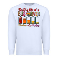 White Battery Life Of A Bus Driver Premium Sweatshirt - BundleAndBundleShop