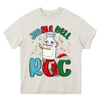 Cream jingle bell roc Heavy Core Tee - MaliasSmallBusiness