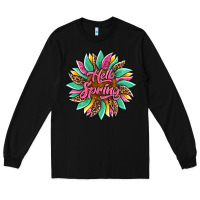 Black hello spring sunflower Long Sleeve Tee - Artiststas
