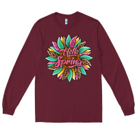 Burgundy hello spring sunflower Long Sleeve Tee - Artiststas