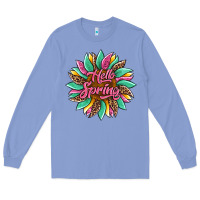 Colony Blue hello spring sunflower Long Sleeve Tee - Artiststas