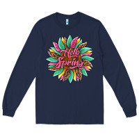 Navy hello spring sunflower Long Sleeve Tee - Artiststas