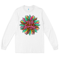 White hello spring sunflower Long Sleeve Tee - Artiststas