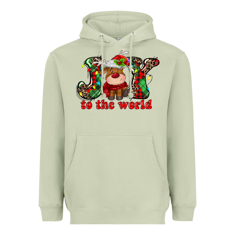 Joy To The World Christmas Deer Heavyweight Hoodie by MaliasSmallBusiness | Teevron