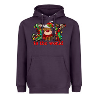 Plum joy to the world christmas deer Heavyweight Hoodie - MaliasSmallBusiness