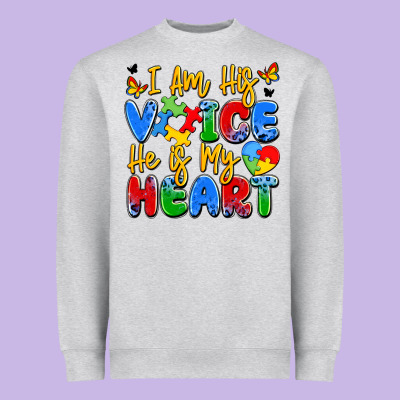 I Am His Voice He Is My Heart Heavyweight Sweatshirt Designed By Jahusdesignshop