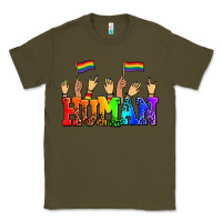 Army Green human with hands and pride flags Classic Tee - AdoDesignShop
