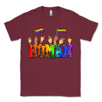 Burgundy human with hands and pride flags Classic Tee - AdoDesignShop