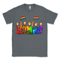 Charcoal Heather human with hands and pride flags Classic Tee - AdoDesignShop