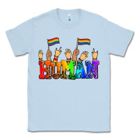 Dusty Blue human with hands and pride flags Classic Tee - AdoDesignShop