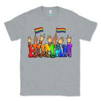 Heather Grey human with hands and pride flags Classic Tee - AdoDesignShop