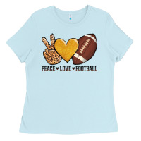 Baby Blue peace love football revize Ladies Tee - AdoDesignShop
