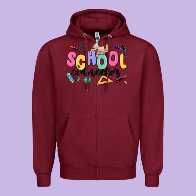 School Counselor Zipper Hoodie Designed By Maliassmallbusiness