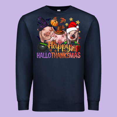 Happy Hallothanksmas Pigs Premium Sweatshirt Designed By Bundleandbundleshop