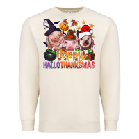 Sandshell Happy Hallothanksmas Pigs Premium Sweatshirt - BundleAndBundleShop