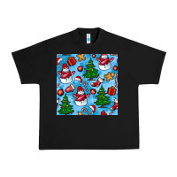 Black christmas trees and snow seamless pattern Urban Heavy Tee - BundleAndBundleShop