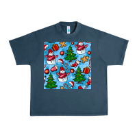 Midnight Navy christmas trees and snow seamless pattern Urban Heavy Tee - BundleAndBundleShop